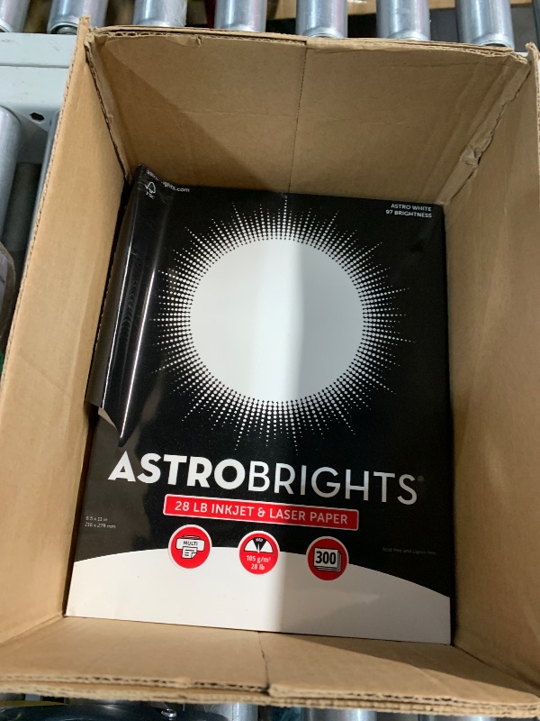 Photo 1 of ***(MISSING 4 REAMS/ ONLY 1 IN BOX)***
Astrobrights® Printer & Copy Paper, 8.5" x 11", 28lb/105gsm, 97 Brightness, White, 5 reams of 300 sheets per ream, 1,500 sheets per carton (91738-01)
