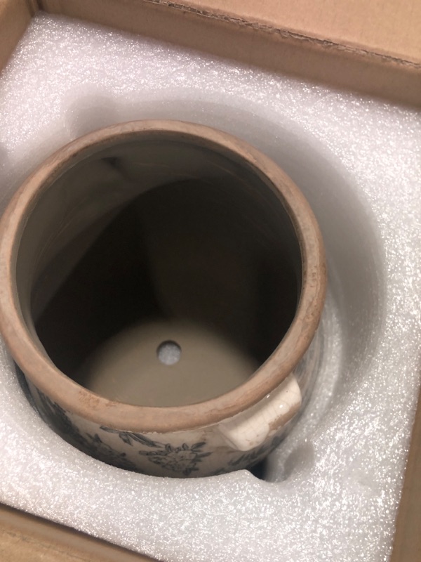 Photo 1 of Vintage Grey Ceramic Ice Crack Glaze Flower Pot with Drainage Holes and With Handle, Country Rustic Planters for Indoor and Outdoor,Tuscan Decor,Home,Living Room, Garden Decor, Gardening Gift (Grey)