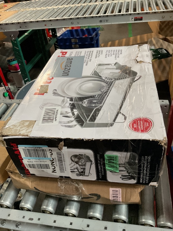 Photo 1 of  (USED) KitchenAid Large Capacity Full Size Rust Resistant Dish Rack with Angled Drain Board and Removable Flatware Caddy, Light Grey