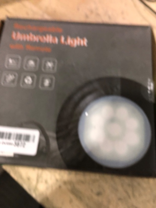 Photo 1 of Happetite Umbrella Lights with Remote, Rechargeable Battery Operated Patio Cantilever Umbrella Lights Warm White with 3 Brightness Modes, for Offset Patio Umbrella in Outdoor & Garden (White)
