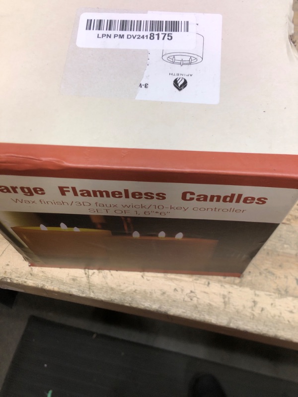 Photo 1 of AFINETH Extra Large Flameless Candles with 3 Wicks, 6"x6" Real Wax Battery Operated Candles with Remote and Timer, Flickering LED Candles Fake Candles for Home, Wedding, Party, Ivory