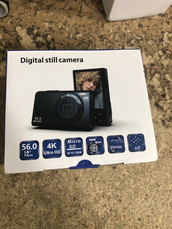 Photo 1 of 4K Digital Camera for Photography Auto-Focus Vlogging Camera for YouTube Video with 3'' 180° Flip Screen 16X Anti-Shake 4K Camera Compact Cameras with SD Card, Flash, 2 Batteries & Battery Charger