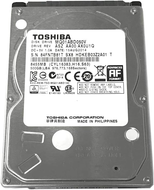 Photo 1 of 500GB Toshiba 2.5-inch SATA laptop hard drive (5400rpm, 8MB cache) MQ01ABD050V (Renewed)
