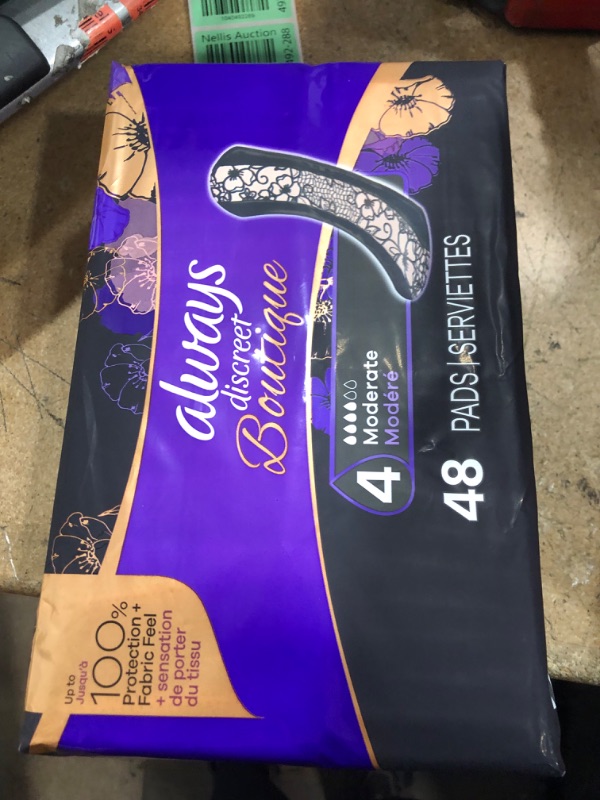 Photo 1 of Always Discreet Boutique Incontinence Pads, Size 4, Moderate Absorption, 48 Pads