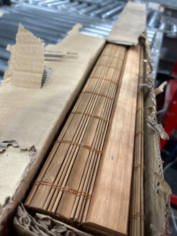 Photo 1 of (USED/FAIR) CHICOLOGY Bamboo Roman Shades - Customer Favorite Light Filtering Blinds for Windows, Premium Quality, Ideal for Home, Squirrel Brown, 47" W X 48" H