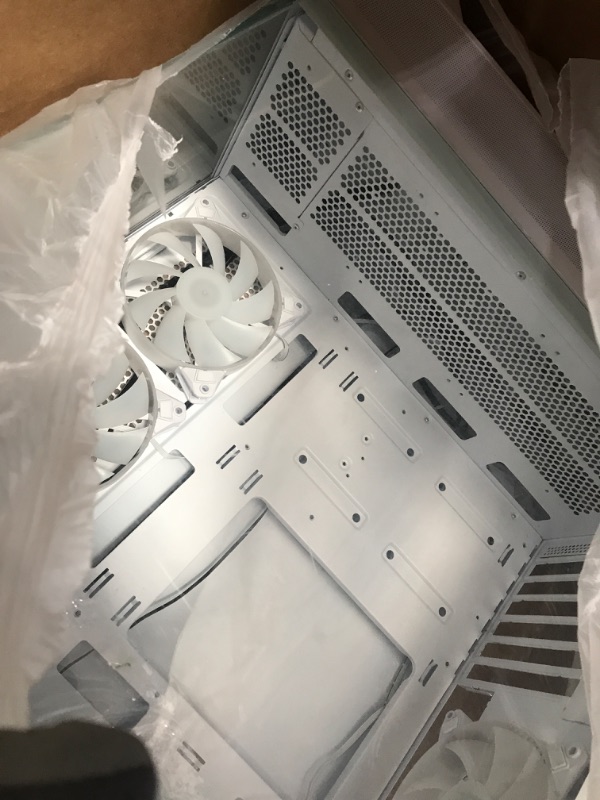 Photo 1 of Power Train White ATX PC case, 3 RGB Fans Pre-Installed, ATX Mid Tower PC Case, White, USB Type C Port, 410mm GPU, 270° Panoramic Tempered Glass Front & Side Panel, 360mm Radiator Support