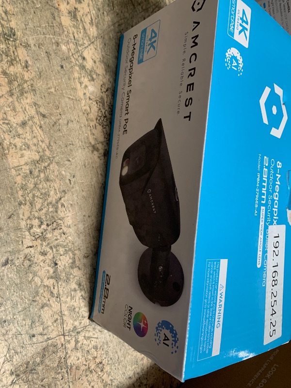 Photo 1 of Amcrest UltraHD 4K (8MP) IP PoE AI Camera, FOV 129°, 49ft Color Nightvision, Security Outdoor Bullet Camera, Human & Vehicle Detection, Active Deterrent, 4K @15fps, IP8M-2796EB-AI (Black)