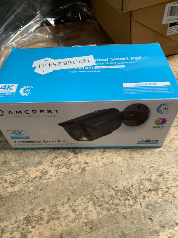 Photo 1 of Amcrest UltraHD 4K (8MP) IP PoE AI Camera, FOV 129°, 49ft Color Nightvision, Security Outdoor Bullet Camera, Human & Vehicle Detection, Active Deterrent, 4K @15fps, IP8M-2796EB-AI (Black)
