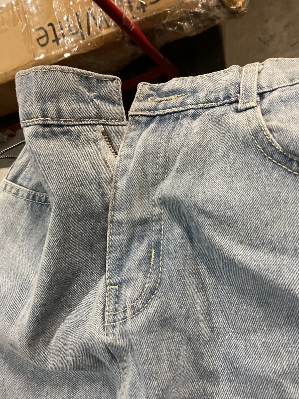Photo 1 of (Missing button)EXARUS Girls Wide Leg Jeans Denim Pants Baggy High Waisted Teen Casual Straight Loose Fit with Pockets Kids Blue 12Y