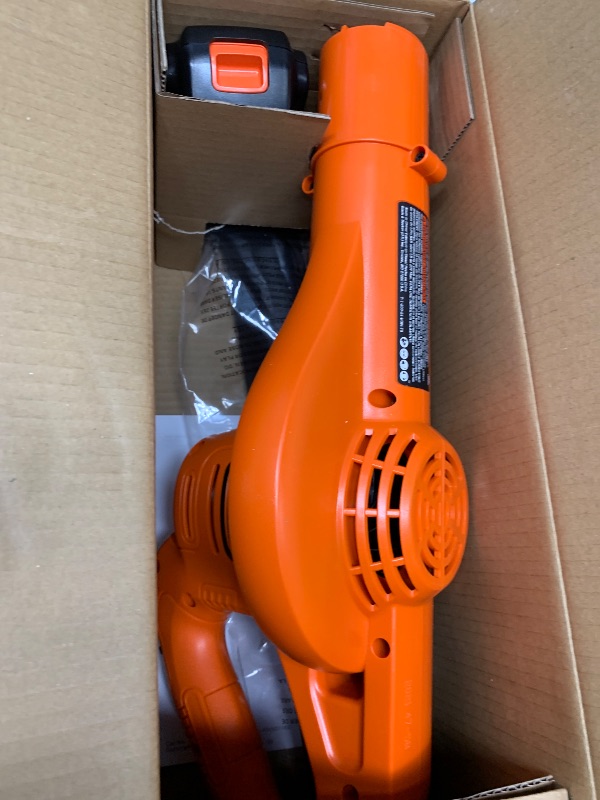 Photo 1 of BLACK+DECKER 20V MAX Cordless Leaf Blower, Lawn Sweeper, 130 mph Air Speed, Lightweight Design, Battery and Charger Included (LSW221)
