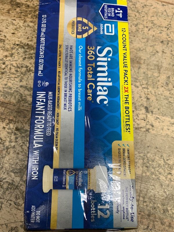 Photo 1 of ****FINAL SALE BB DATE JAN. 2026***Similac 360 Total Care Infant Formula, Has 5 HMO Prebiotics, Our Closest Prebiotic Blend to Breast Milk, Non-GMO, Baby Formula, Ready to Feed, 2-fl-oz Bottle, Pack of 12