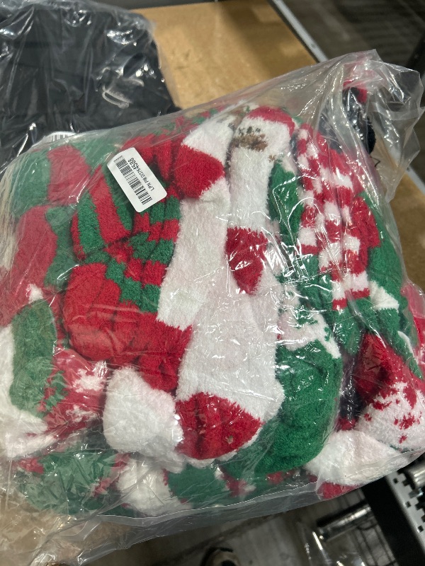 Photo 1 of 48 Pairs Christmas Fuzzy Socks Bulk for Women Men Holiday Winter Warm Slipper Xmas Snowman Fluffy Santa Socks Gifts