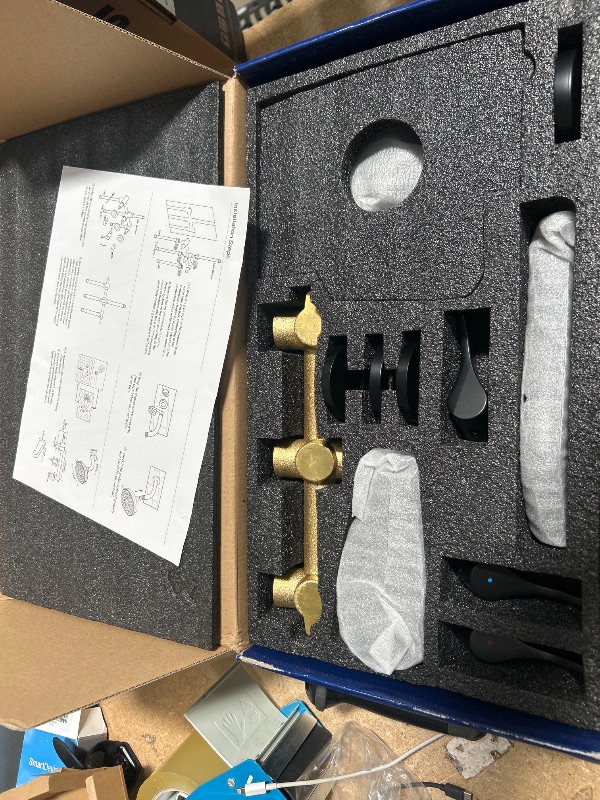 Photo 1 of Matte Black 3 Handles Shower Faucet Set with Tub Spout Bathtub Shower Faucets Combo Set Shower System Complete Tub and Shower Trim Kit Shower Fixtures