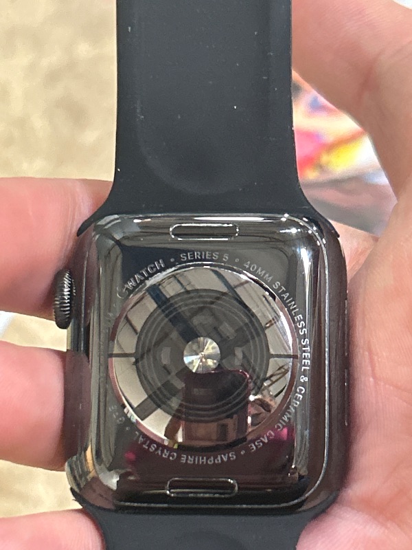 Photo 1 of ** SEE NOTES ***Apple Watch Series 5 (GPS + Cellular, 40MM) - Stainless Steel Case with Black Sport Band (Renewed)
