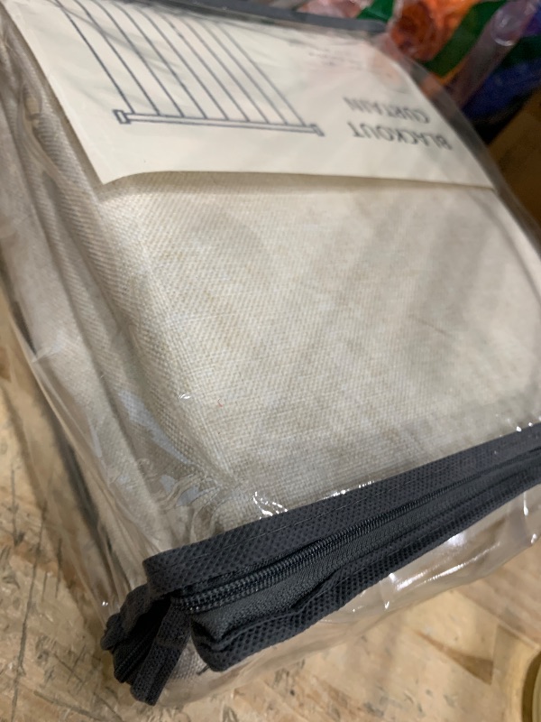 Photo 1 of 100% Blackout Shield Linen Blackout Curtains for Bedroom 108 Inches Long, Back Tab/Rod Pocket Living Room Drapes, Thermal Insulated Blackout Curtains 2 Panels Set, 50" W x 108" L,Cream