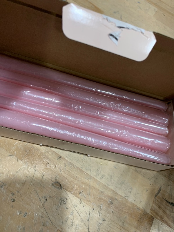 Photo 1 of 10 Inch Baby-Pink Taper Candles for Home Decoration, 10 Pack Unscented Candlesticks for Dinner Wedding Party, Smokeless and Dripless Candle Sticks