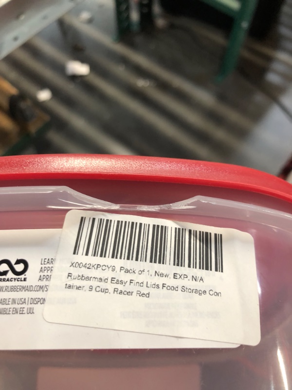 Photo 1 of ***(MINOR DAMAGE)***
Rubbermaid Easy Find Lids Food Storage Container, 9 Cup, Racer Red
