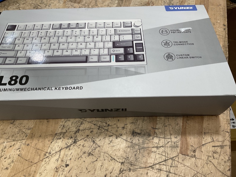 Photo 1 of YUNZII AL80 Wireless Mechanical Keyboard,Full Aluminum CNC, Smart LCD Display,Hot Swappable Gasket Mount 75% Layout with Knob,BT/2.4G/USB-C,QMK/VIA Support for Win/Mac (Silver, Cocoa Cream V2 Switch)