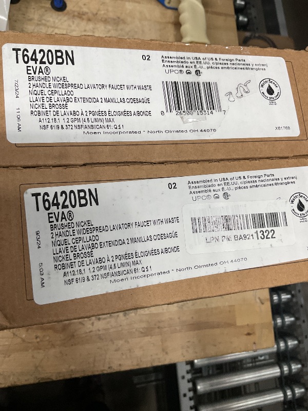 Photo 1 of Moen Eva Brushed Nickel Two-Handle High-Arc Widespread Bathroom Faucet, Bathroom Faucets for Sink 3 Hole Setup with Drain Trim, (Valve Required), T6420BN