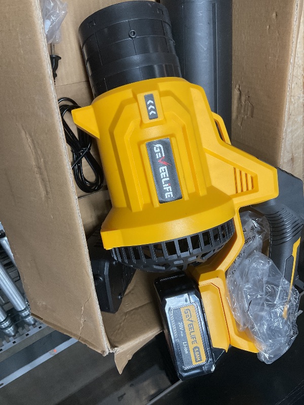 Photo 1 of GEVEELIFE Leaf Blower Cordless, 650CFM & 3 Speed Levels, Electric Cordless Leaf Blower with 2 * 5.0Ah Battery Powered, Blowers for Lawn Care, Yard, Blowing Leaves, Dust, Snow