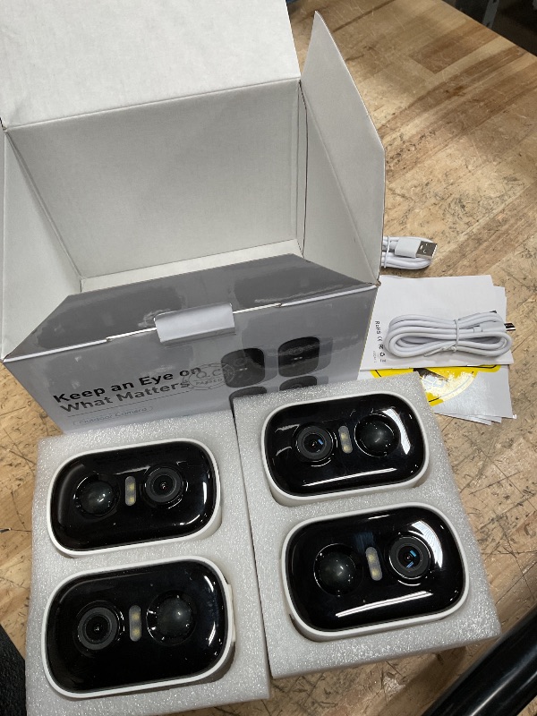 Photo 1 of Outdoor Security Camera Wireless, 2K Battery Powered WiFi Cameras for Home Security with AI Motion Detection, Color Night Vision, Siren Alarm, 2-Way Talk, IP66 Waterproof, Cloud/SD Storage (4 Pack)
