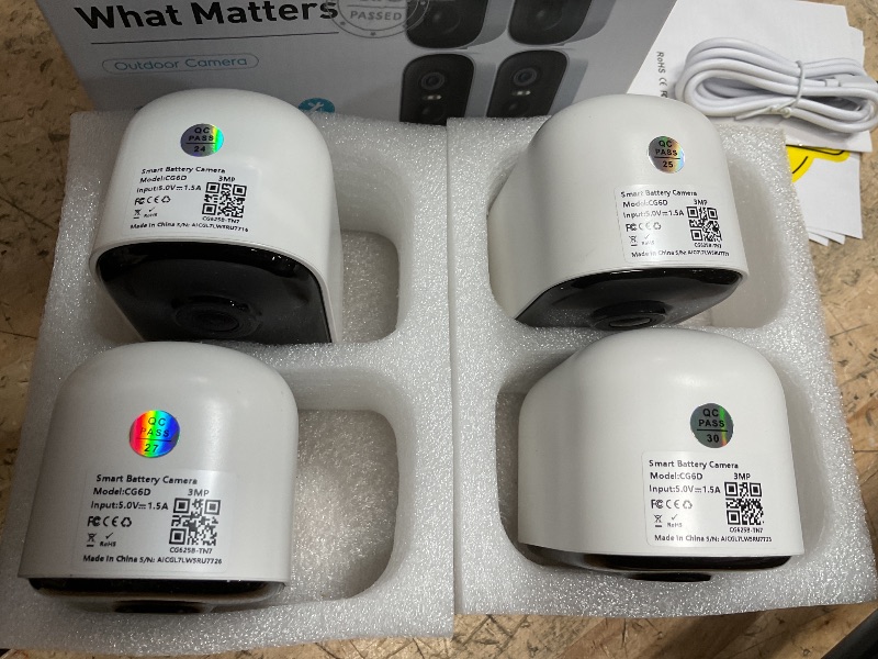 Photo 1 of Outdoor Security Camera Wireless, 2K Battery Powered WiFi Cameras for Home Security with AI Motion Detection, Color Night Vision, Siren Alarm, 2-Way Talk, IP66 Waterproof, Cloud/SD Storage (4 Pack)