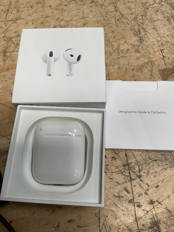Photo 1 of Apple AirPods 4 Wireless Earbuds, Bluetooth Headphones, Personalized Spatial Audio, Sweat and Water Resistant, USB-C Charging Case, H2 Chip, Up to 30 Hours of Battery Life, Effortless Setup for iPhone