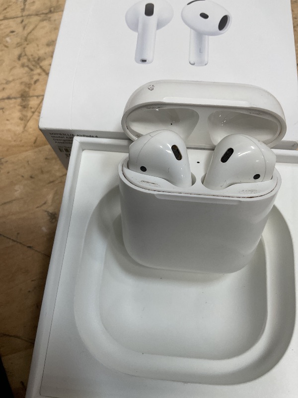 Photo 1 of Apple AirPods 4 Wireless Earbuds, Bluetooth Headphones, Personalized Spatial Audio, Sweat and Water Resistant, USB-C Charging Case, H2 Chip, Up to 30 Hours of Battery Life, Effortless Setup for iPhone