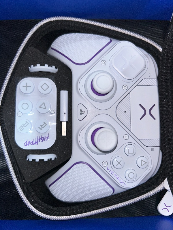 Photo 1 of PDP Victrix Pro BFG Wireless Gaming Controller for Playstation 5 / PS5, PS4, PC, Modular Esports Gamepad, Remappable Buttons, Customizable Triggers/Paddles/D-Pad/Fightpad, PC App, White