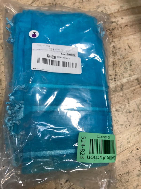 Photo 1 of 100 Pcs Per Pack 4x6 Gifts Wrap Bags Aqua Blue, Organza Sheer Fabric, Drawstring Transparent Mesh Bags for Baby Shower Favor,Anniversary,Dried Lavender Flowers,Confetti,Women Lipstick,Halloween,Travel