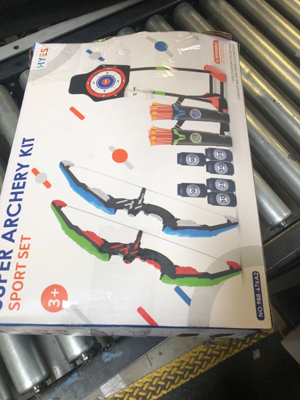 Photo 1 of HYES 2 Pack Bow and Arrow with Moving Target for Kids, LED Light Up Archery Set with 24 Suction Cup Arrows, 6 Score Targets & 2 Quiver, Indoor Outdoor Sport Gifts for Boys Girls Ages 4-12