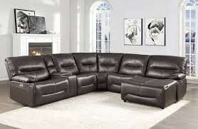 Photo 1 of Homelegance 6 pc Dyaerburg brown premium faux leather sectional sofa with power recliners and chaise
