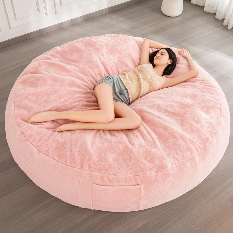 Photo 1 of MAXYOYO Bean Bag Chair for Adults, Large 6 ft Bean Bag Chair with Foam Filling, Ultra Soft Fur Lazy Sofa for Living Room Bedroom, Machine Washable Cover
