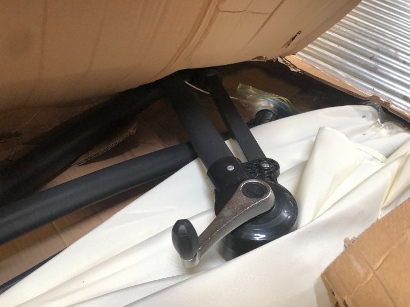 Photo 1 of Shintenchi Patio Offset Umbrella with Easy Tilt Adjustment,Crank and Cross Base, Outdoor Cantilever Hanging Umbrella, Sunshade Umbrella Canopy, Cream White