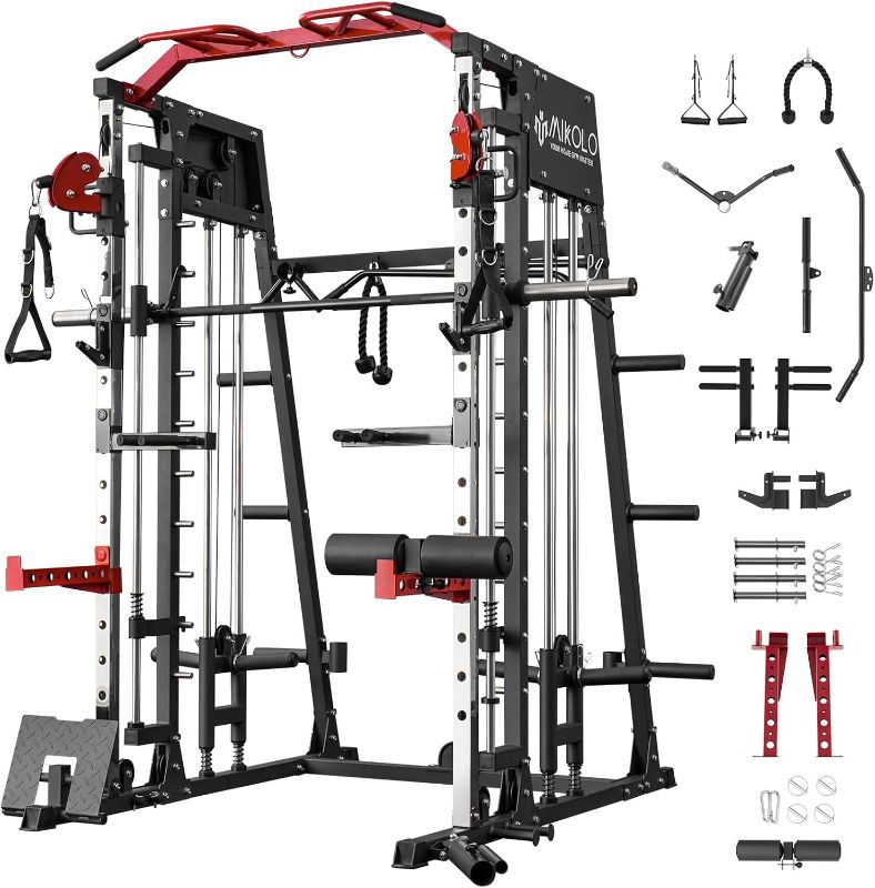 Photo 1 of -ONLY BOX NUMBER 4 OF 4-Mikolo Smith Machine, 2200lbs Squat Rack with LAT-Pull Down System & Cable Crossover Machine, Training Equipment with Leg Hold-Down Attachment
