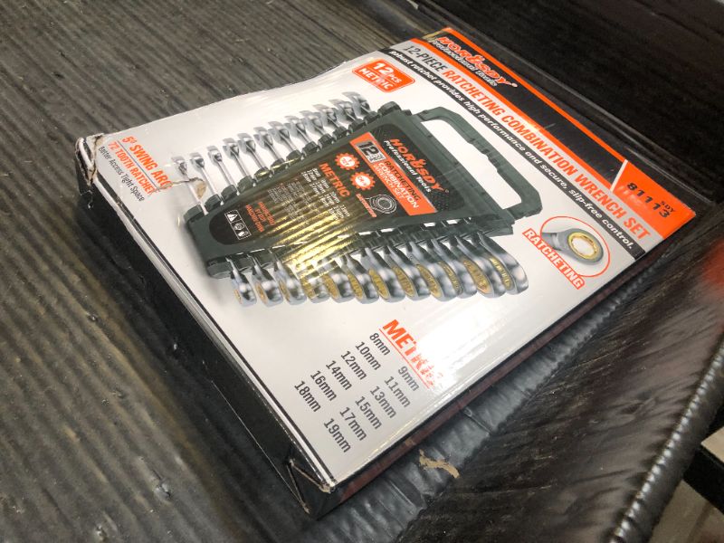 Photo 1 of HORUSDY 12-Piece Metric Ratcheting Wrench Set | 8-19 mm | Ratchet Combination Wrenches Set with Organizer | 72-Teeth | Chrome Vanadium Steel