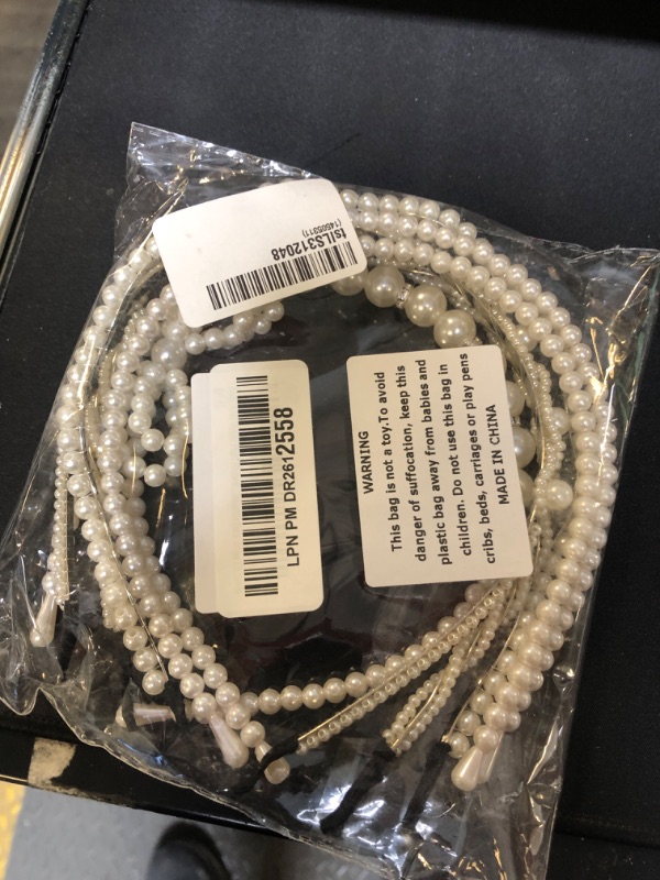 Photo 1 of AMCAMI White Pearl Rhinestones Sparkly Beaded Hair Accessories: 6 PCS Headbands, Hair Hoops for Women, Girls - diademas para mujer de moda