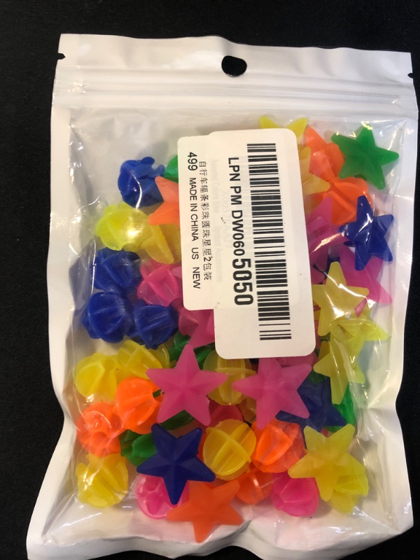Photo 1 of ACKLLR 72 Pieces Bike Wheel Spokes Beads, Colorful Bicycle Decoration Spoke Plastic Clip Round Decor Beads for Kids, Assorted Color and Shapes