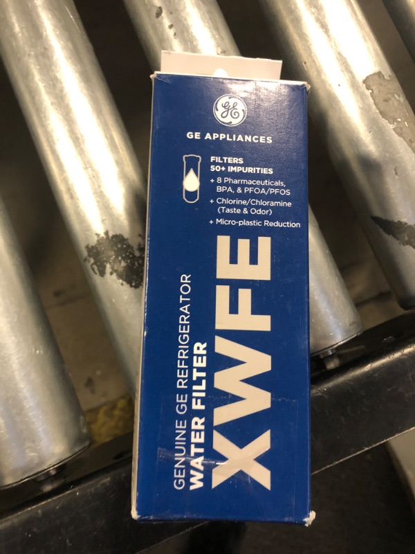 Photo 1 of GE XWFE Refrigerator Water Filter, Genuine Replacement Filter, Certified to Reduce Lead, Sulfur, and 50+ Other Impurities, Replace Every 6 Months for Best Results, Pack of 1