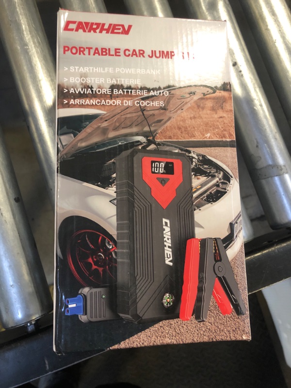 Photo 1 of CARHEV 3000A Jump Starter, 24000mAh Car Battery Jump Starter (up to 8.0L Gas and 8.0L Diesel Engine) Battery Jumper Starter Portable, 12V Car Jumper Starter Portable with LED Light and USB QC 3.0