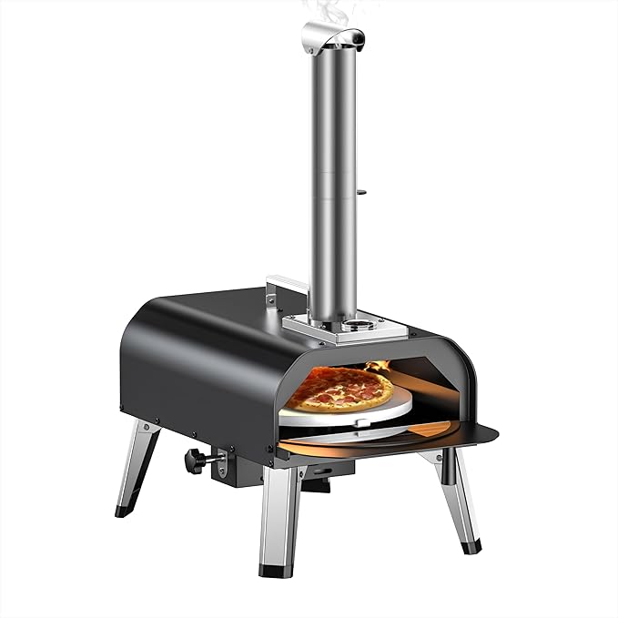 Photo 1 of new outdoor Pizza oven 12 "wood pellet burning outdoor pizza oven, portable pizza oven with pizza stone and increased thermometer, high temperature glass window and rotary switch
