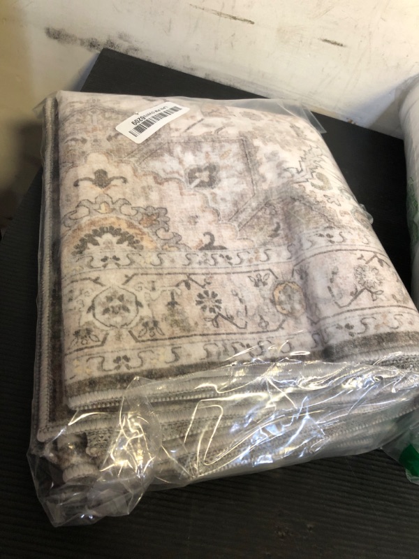 Photo 1 of Madane Washable Runner Rug 2x6, Ultra-Thin Non-Slip Non-Shedding Hallway Runner, Stain Resistant Kitchen Mat Entryway Carpet Runner, Vintage Pet Friendly Low Pile Runners (2x6ft, Brown/Ivory)