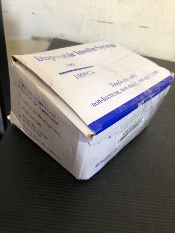 Photo 1 of U-100 1ml Syringe with Needle, 31G 1/4" 6mm 1cc Syringes, Disposable Individual Package, Pack of 100