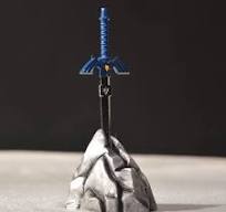 Photo 1 of Blue Mini Sword Letter Opener with Volcano Shaped Base, PVC Material,for Table Decorations