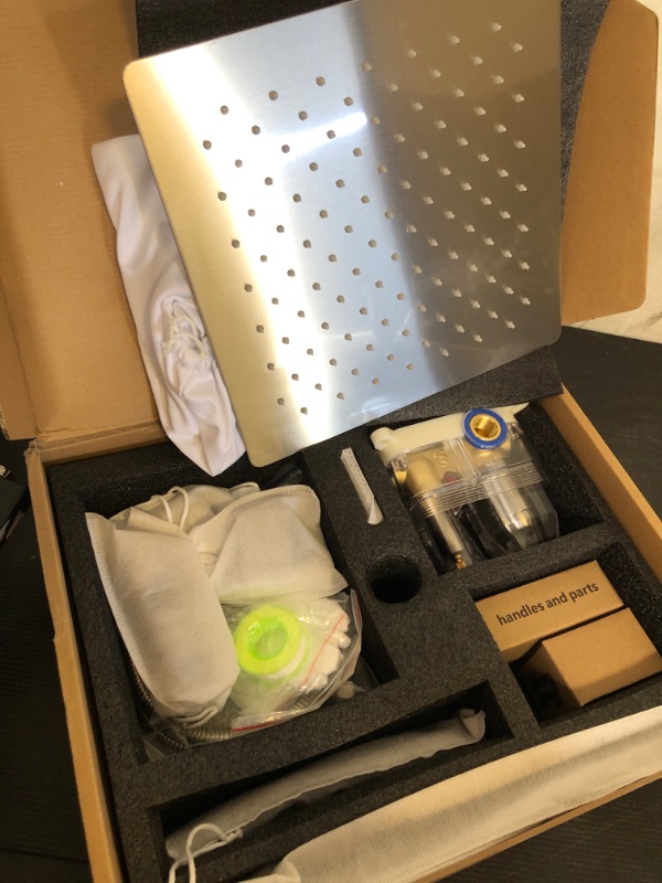 Photo 1 of SR SUN RISE 12 Inch Square Shower System, Rain Shower Head and Slide Bar Handheld Shower Faucet Wall Mounted Combo Set Included Valve and Trim Kit for Bathroom, Brushed Nickel