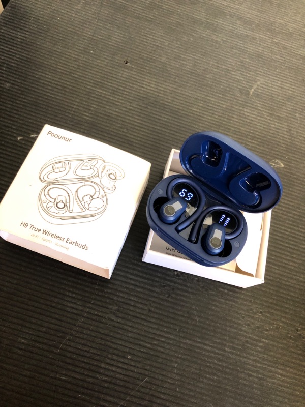 Photo 1 of Wireless Earbuds Bluetooth 5.4 Headphones Sport, 50H Stereo Ear Buds Dual LED Display, 2025 Bluetooth Earbuds with 4 ENC Noise Canceling Mic, IP7 Waterproof Earphones with Earhooks for Running, Navy