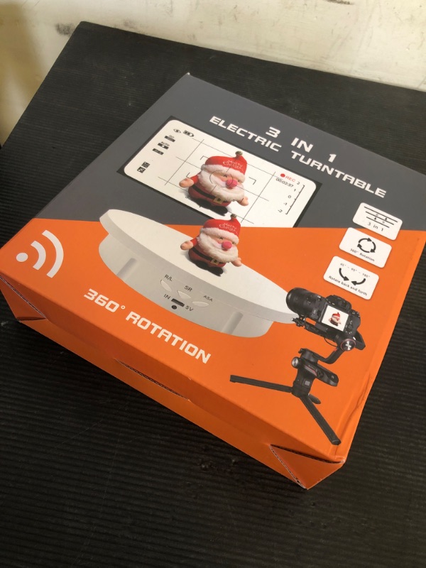 Photo 1 of Remote Motorized Rotating Display Stand, Electric Rotating Platform with 5.74/7.08/8.66in Replacement Covers, 3 in 1 Turntable with Rechargeable Battery for Live Streaming Video Shoot Photography