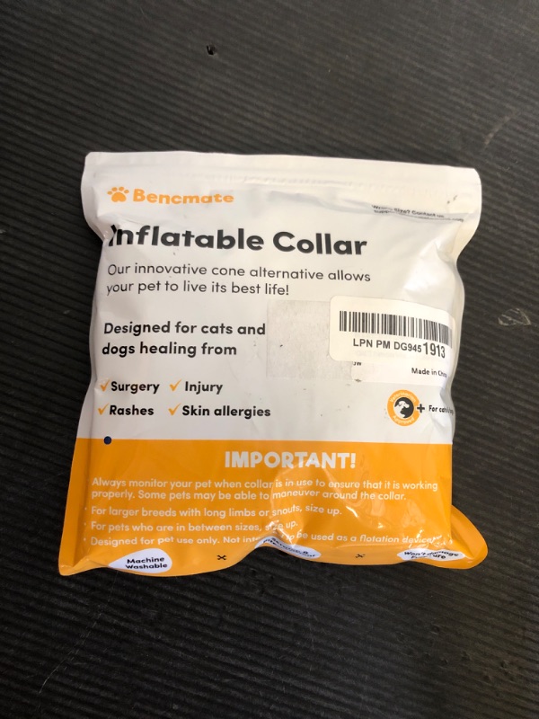 Photo 1 of BENCMATE Protective Inflatable Collar for Dogs and Cats - Soft Pet Recovery Collar Does Not Block Vision E-Collar (Medium, Blue)