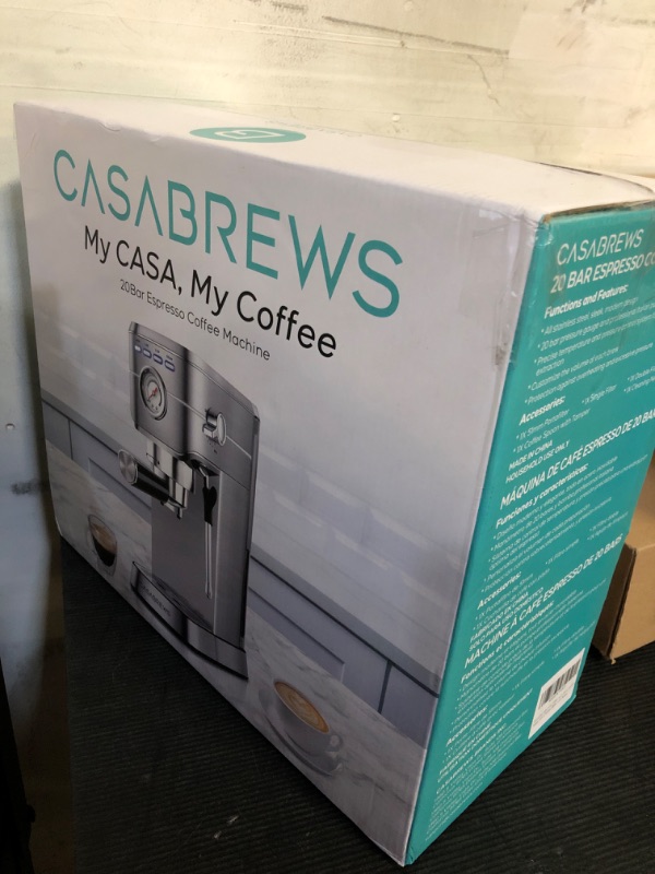 Photo 1 of CASABREWS CM5418 Espresso Machine 20 Bar, Compact Espresso Maker with Steam Milk Frother, Stainless Steel Coffee Machine with 34oz Removable Water Tank for Cappuccino, Latte, Silver