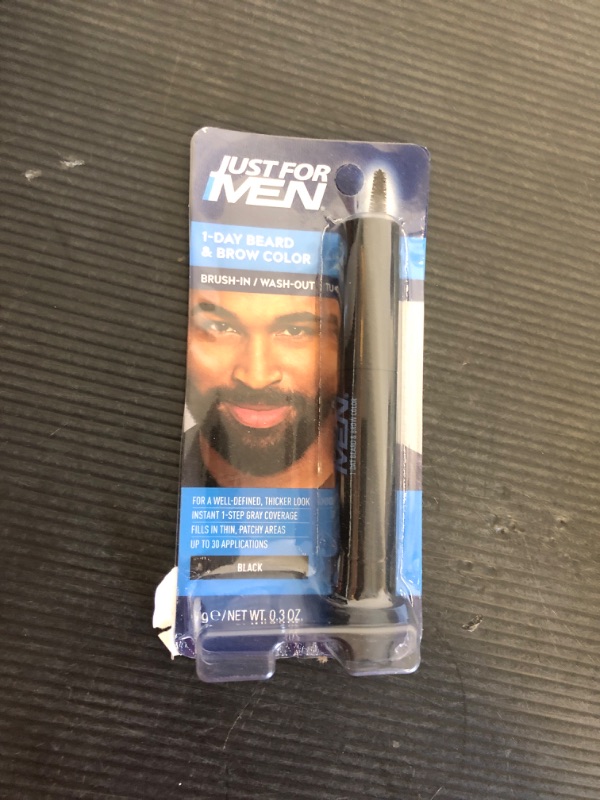 Photo 1 of Just for Men 1-Day Beard & Brow Color, Temporary Color for Beard and Eyebrows, For a Fuller, Well-Defined Look, Up to 30 Applications, Black